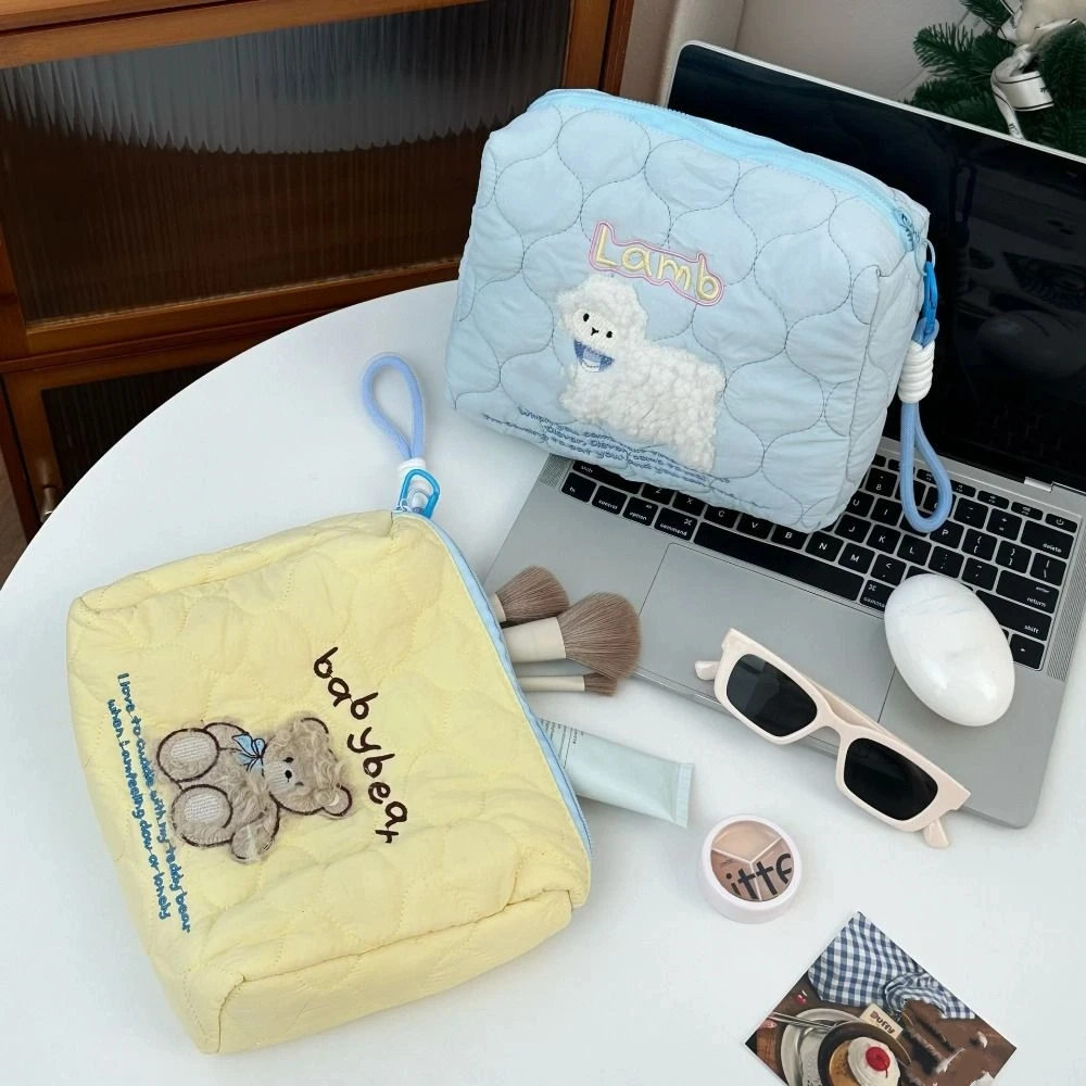 

Multifunctional Embroidery Cosmetic Bag Handheld Large Capacity Toiletry Organizer Portable Puppy Skincare Storage Bag Travel