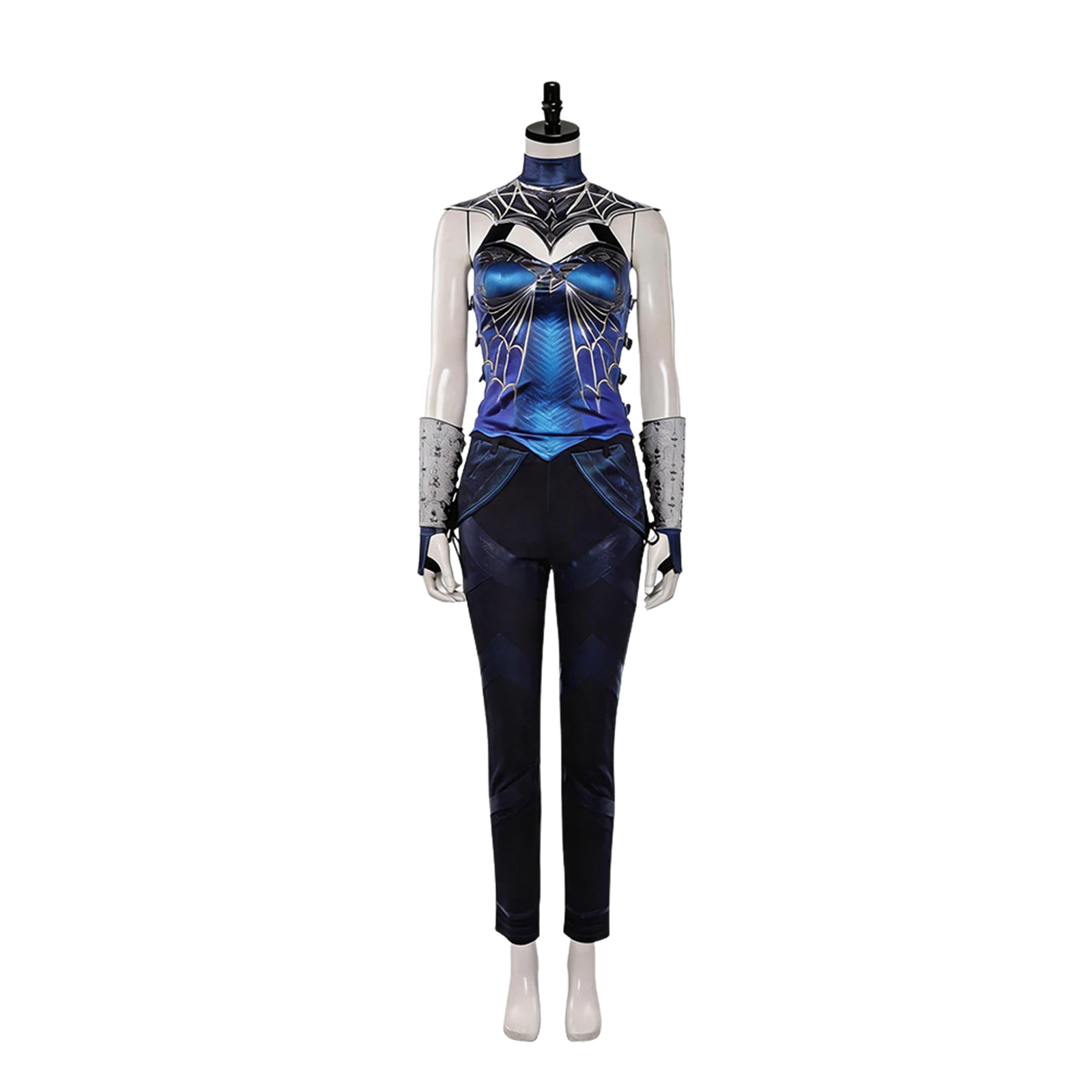 

Women Cosplay Costume Top Pants Collar Sleeve Wristbands Mask Halloween Carnival Party Outfit