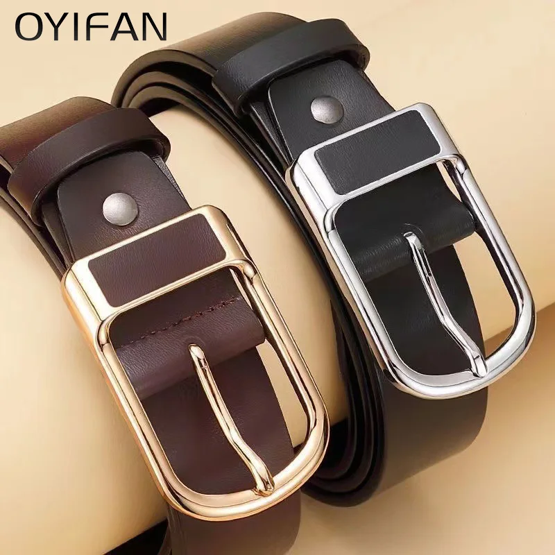 OYIFAN High quality belt for men 3.8cm pin buckle belt Men\'s Leather Belt Jeans Waistband Brown Leather Belt Men