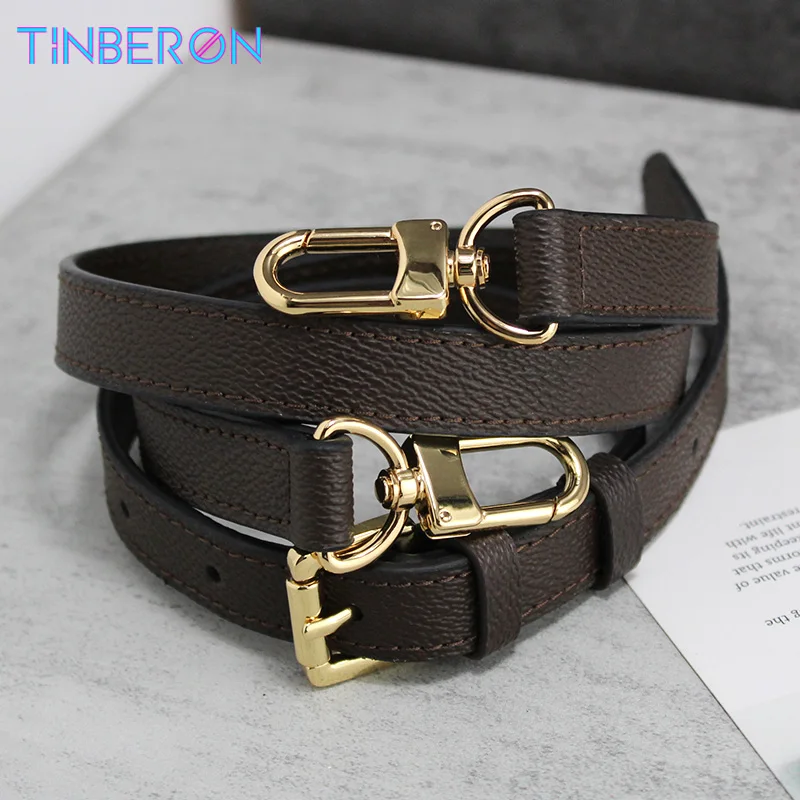 TINBERON Fits for Bucket Bags Luxury Shoulder Strap Dark Coffee Genuine Leather Bag Strap Adjustable Shoulder Straps Accessories