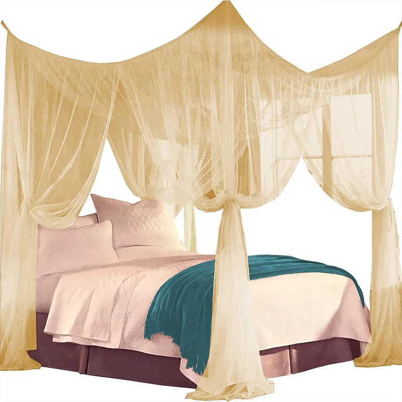 Large Four Door Square Mosquito Net Breathable Polyester Mesh Cover Suitable for Camping Insect Proof Summer Tent Bed Room Decor