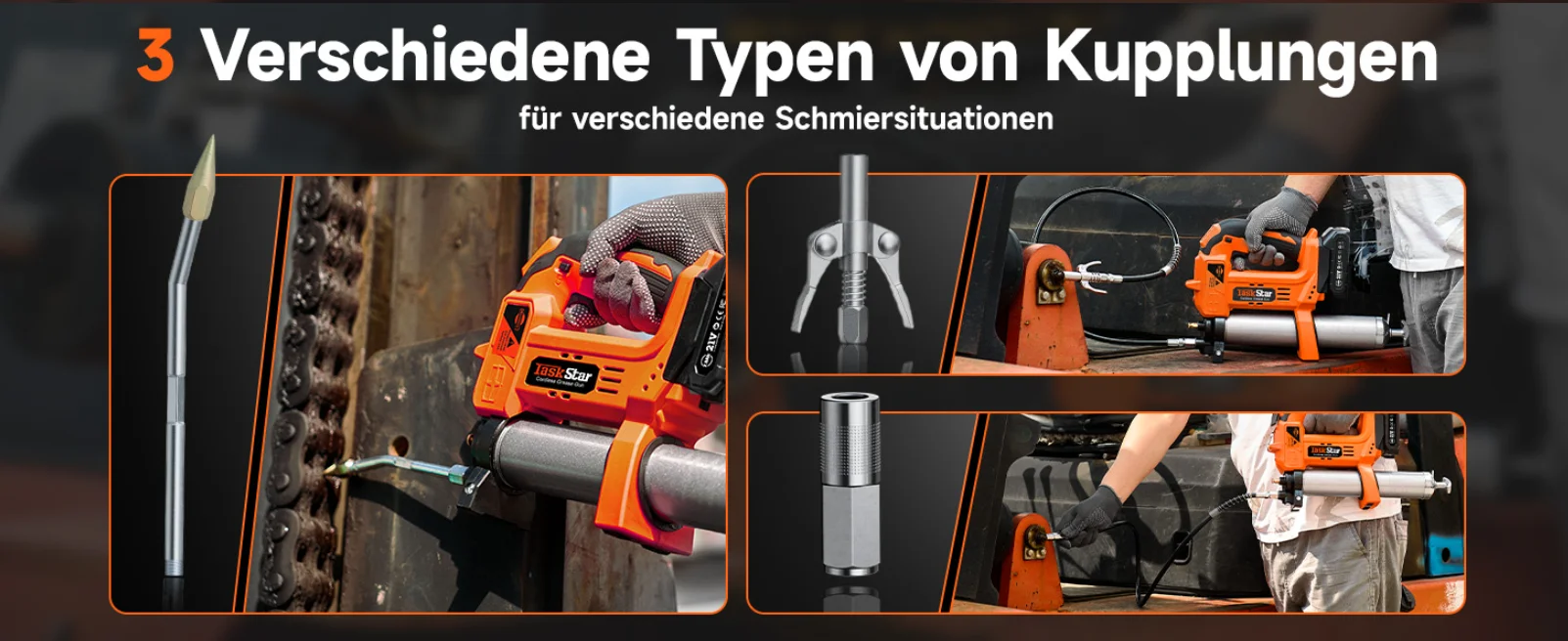 Taskstar 10000PSI Elektrisches Fettpressen-Set, verbesserte Fettpresse 4,6 oz/min für Traktoren, LKWs, für Makita 18V Akku. – Detail 7