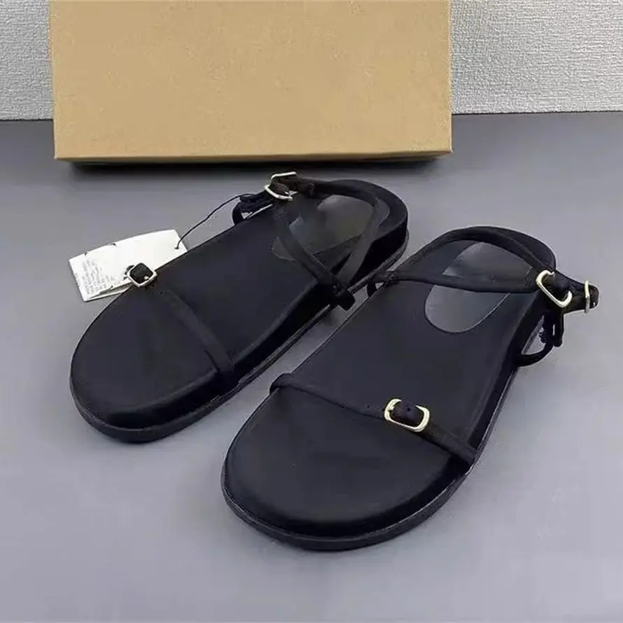 ZA sandali piatti neri da donna 2024 estate nuovi sandali da spiaggia pantofole Casual da esterno femminili eleganti sandali con cinturino con fibbia