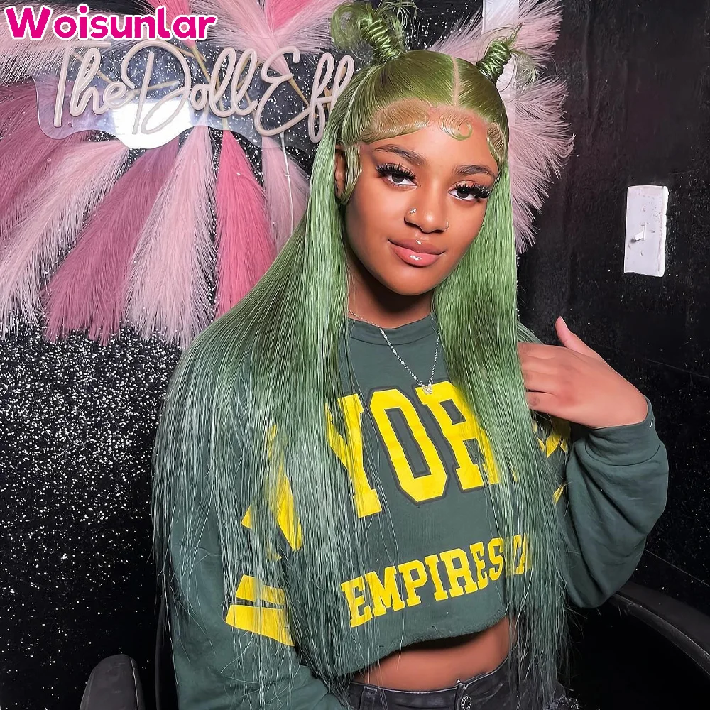 

Bottle green Lace Front Wigs human hair 13x4 Transparent Lace Front Human Hair Wigs Straight 180% Density Human Hair Wigs 100%