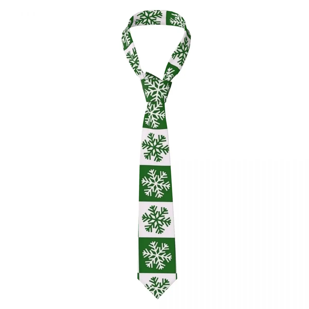 Christmas Snowflakes Tie Green Plaid Wedding Neck Ties Men Women Cute Funny Necktie Accessories Great Quality Graphic Collar Tie