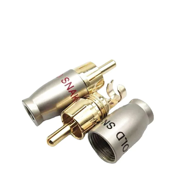 2 sztuk/partia RCA wtyk męski pozłacane złącze RCA Audio głośnik kabel wtyczka Adapter 5mm otwór