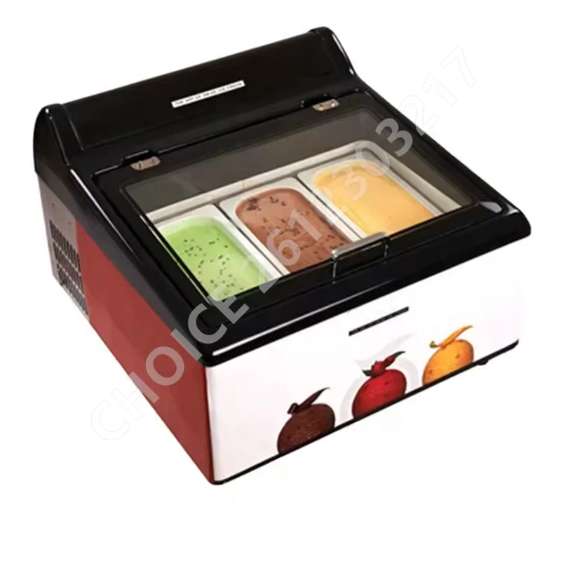 

Electric Commercial Ice Cream Display Freezer Cabinet Showcase Hard Ice Cream Counter Top Ice Cream Display Cabinet