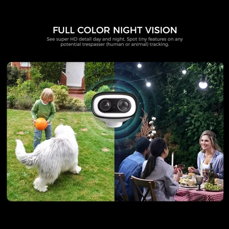 กล้องวงจรปิดติดตั้งบ้าน ระบบ Tuya Smart รองรับ Alexa ภาพสีเต็มรูปแบบ ความละเอียด 2K เชื่อมต่อผ่านเว็บและ Wifi ใช้พลังงานแสงอาทิตย์