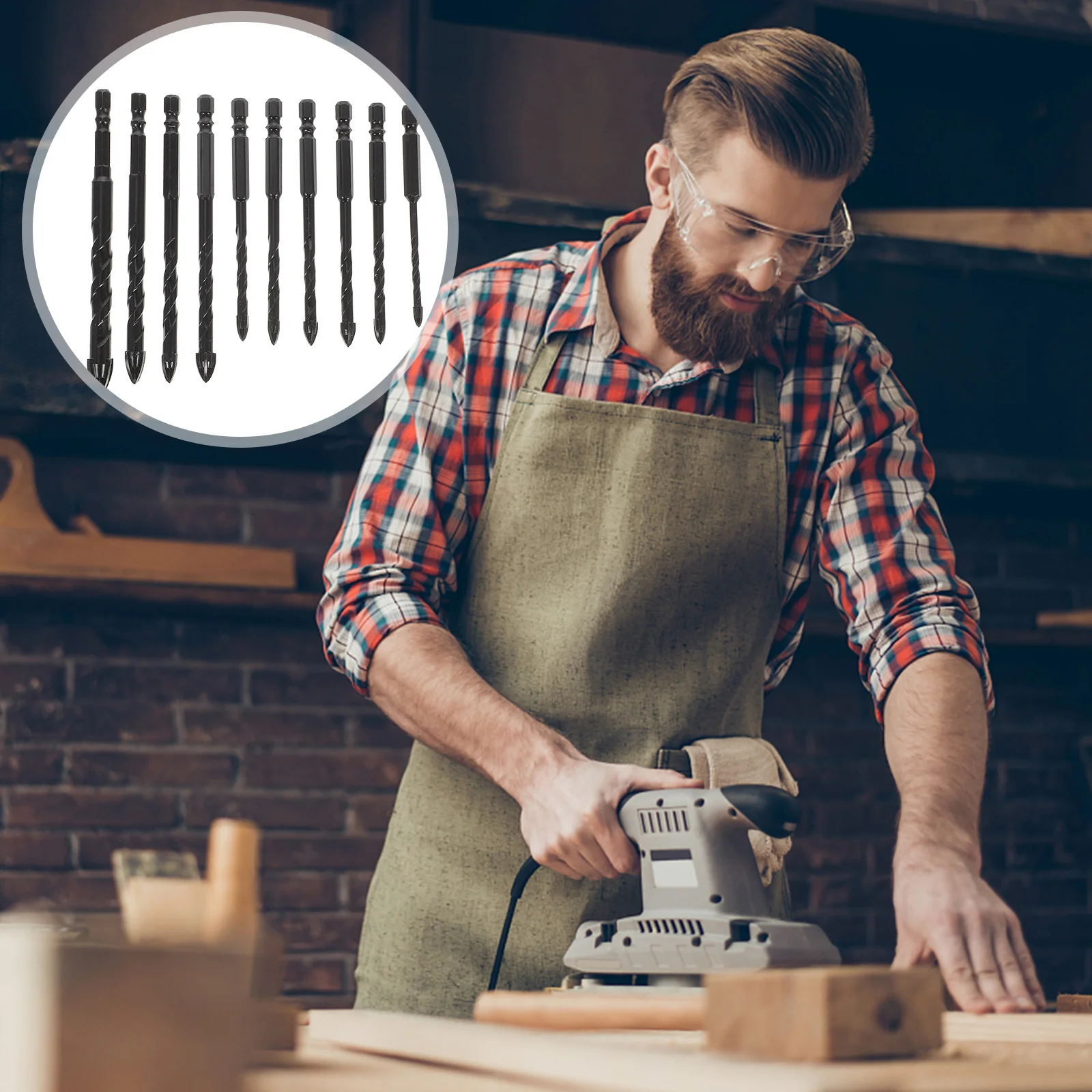 

10Pcs Tile Drill Bits Steel Masonry Drill Bits for Ceramic Porcelain Tile Glass Wood Brick Concrete Durable Masonry Bit