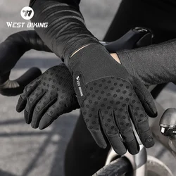 WEST BIKING Men's Cycling Gloves Full Finger Sports Breathable Gloves Touch Screen Spring Summer Black Fitness Shockproof Gloves