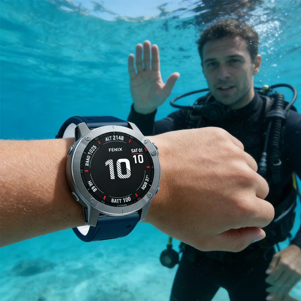 

Силиконовый ремешок для Garmin Fenix 8, D2, 935, Bravo, Sports Enduro 3/2, Epix Pro, Instinct 3/E 45 мм, Fenix 7X, 6X, 5X Plus, Descent Mk3