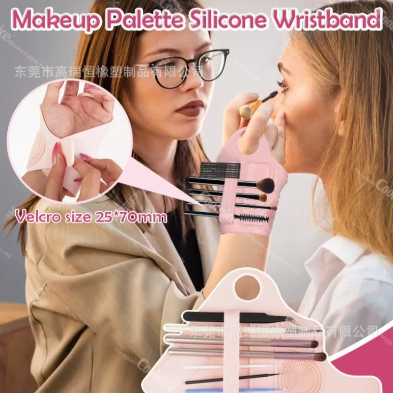シリコーンメイクアップパレットグローブ女性アーティストポータブル手着用カラーミキシングパッド化粧品ツールノンスリップブラシホルダー美容ツール