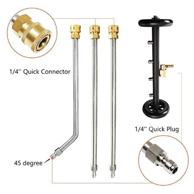 16 Inch Dual Function Under Car Pressure Washer Cleaner Power Washer Water Broom With 3 Extension Wands For Undercarriage Clean