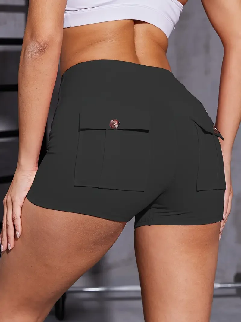 Summer Sportswear Women Yoga Shorts with Pockets High Waist Stretch Tummy Control Gym Clothing Woman Squat Running Pilates
