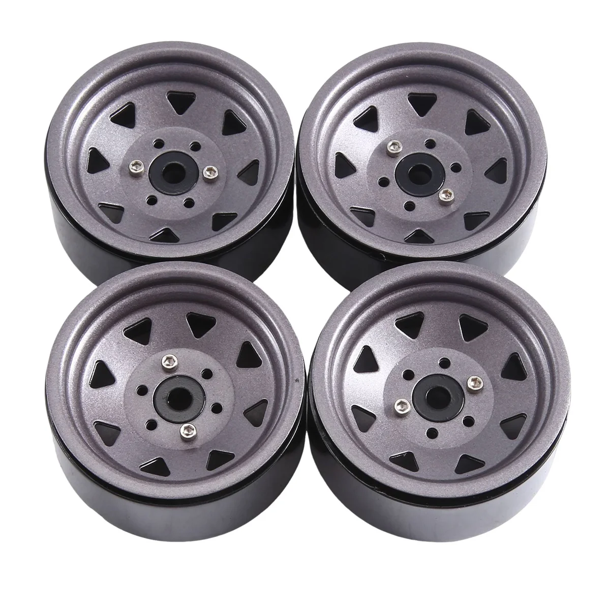 

4PCS 1.9Inch Metal Beadlock Wheel Hub Rim for 1/10 RC Crawler Car TRX4 Axial SCX10 90046 AXI03007 RedCat Gen8,Grey