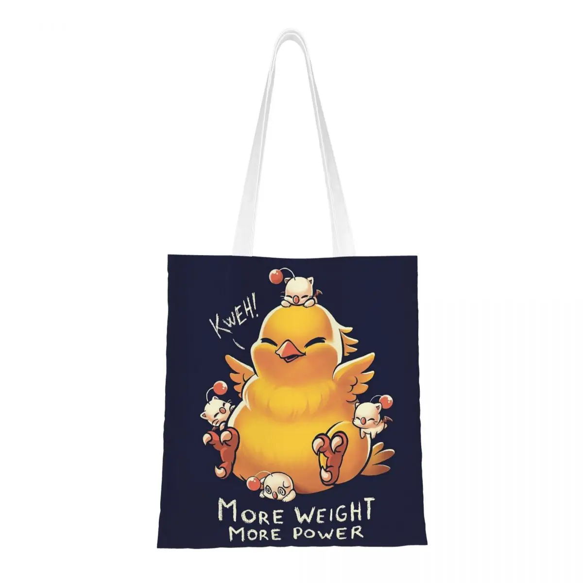 Funny Fat Chocobo - Big Power Shopping Bags Girls Canvas The Tote Bag Foldable Ladies Shoulder Tote Travel Handbag