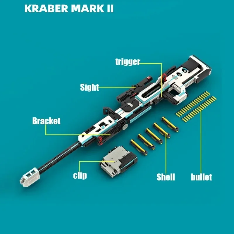 3800PCS Kraber Mark II Shell Ejecting Sniper Rifle Building Blocks Shootable MOC Assembly Bricks Model Toy Gift For Adults