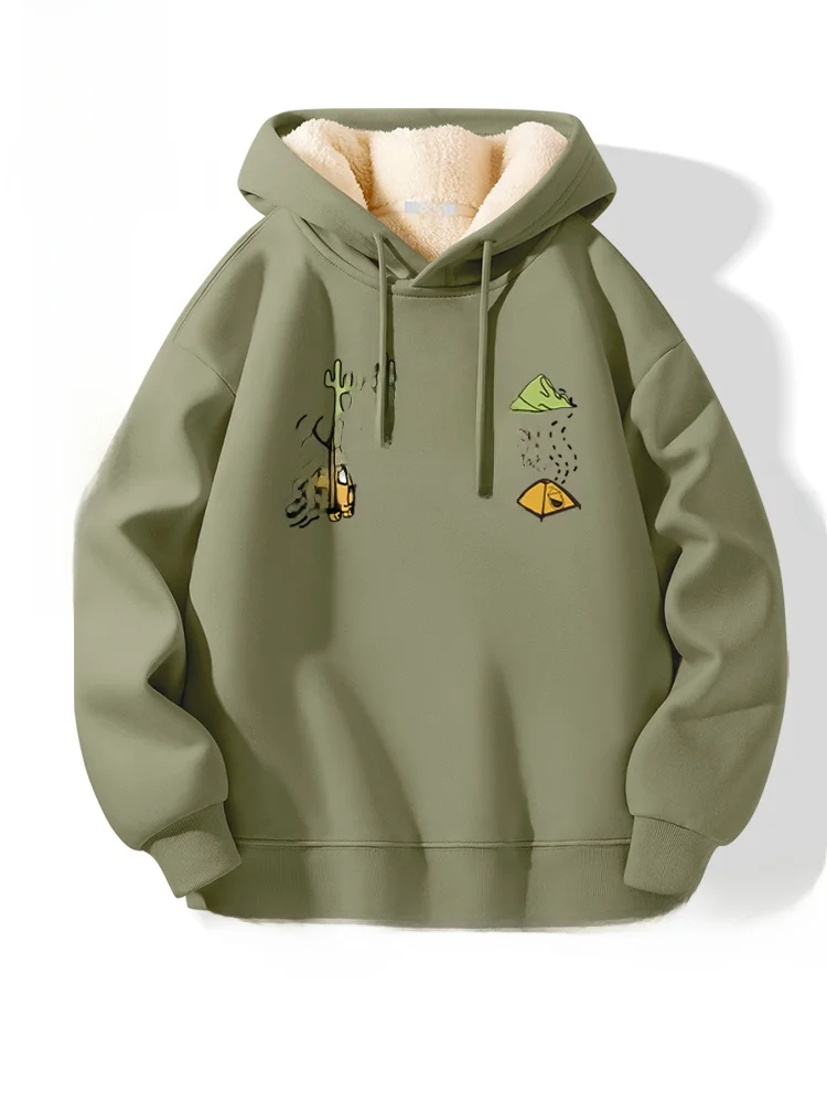 

Winter Thiened Hoodie Sweatirt for Men Youth Lamb Velvet Jaet Trendy Casual Comfortable Long Sve Crew Nec...