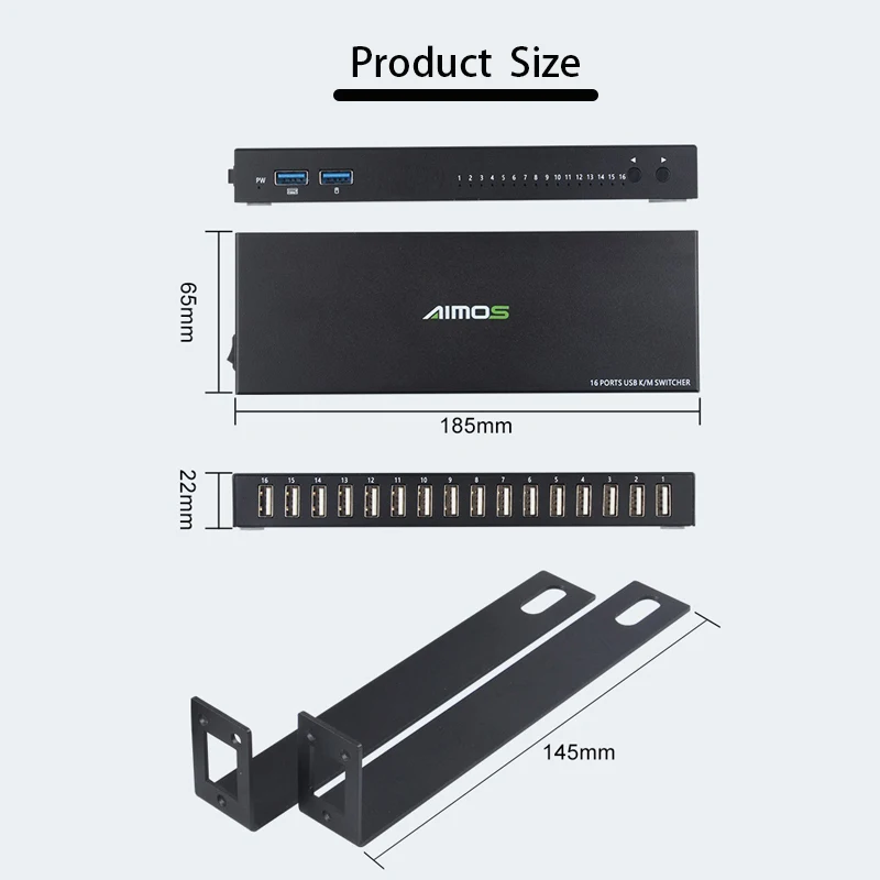 สวิตช์อเนกประสงค์16พอร์ต USB km สวิตช์ตัวแยก USB สวิตช์แชร์2.0 KVM ตัวควบคุมแบบซิงโครนัส Extender