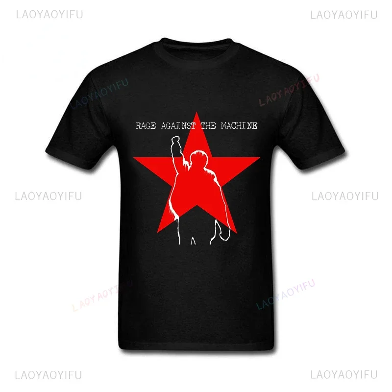 2024 moda impresa Satr hombres ropa RAGE AGAINST THE MACHINE divertida camiseta hombres y mujeres de manga corta Camiseta con cuello redondo Unisex