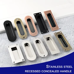 Stainless Steel Rectangular Kitchen Cabinet Drawer Handles Recessed Finger Pulls Concealed Sliding Closet Door Hidden Pulls