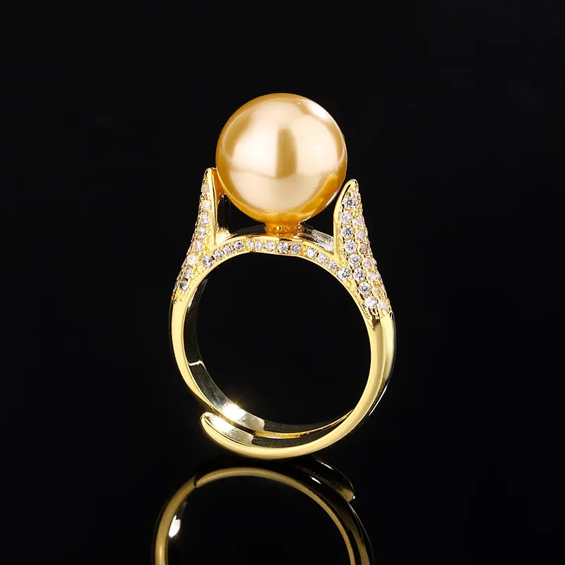 

New style jewelry, copper plated with platinum, pearl , simple and elegant women's ring, 12mm