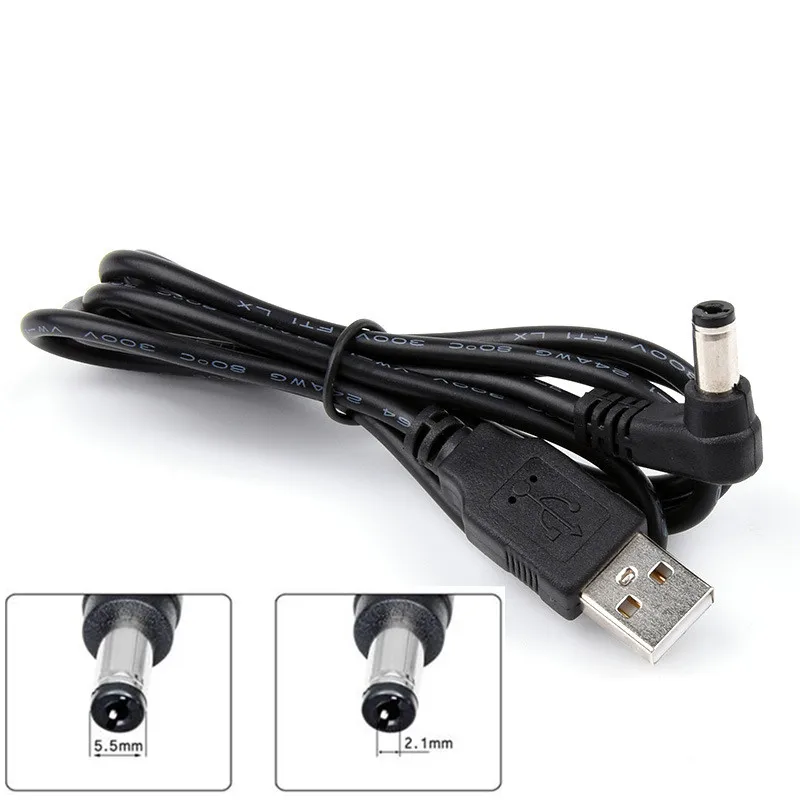 1pcs USB Male to 5.5 Mm X 2.1 Mm 5.5*2.1 DC Barrel Jack Power Cable AC Plug Transfer Connector Charger Interface Converter 0.8m