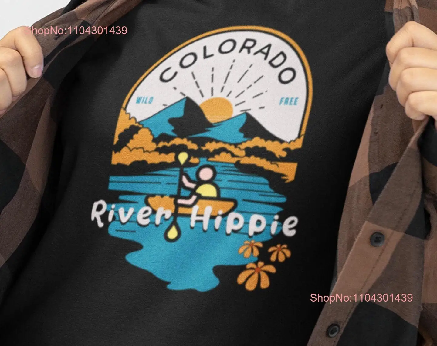 Colorado River Hippie Adventure T Shirt Perfect for Whitewater Enthusiasts Black Top Kayakers Rafters Nature Lovers