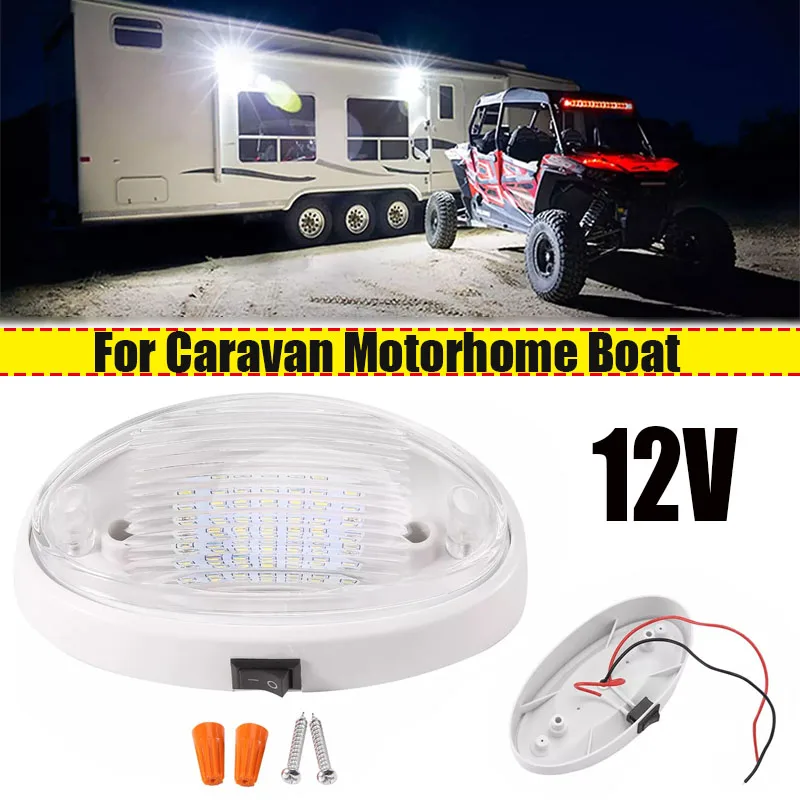 

12 В светодиодный белый свет на колесах с переключателем, тент для лодки, туннельный багажник, белая сигнальная лампа для кемпера, дома на колесах, автомобильные аксессуары
