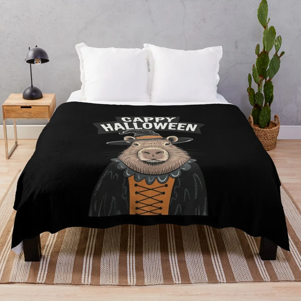 

Cappy Capy Halloween Capybara Kawaii Throw Blanket Decorative Sofa For Decorative Sofa Luxury Designer Blankets