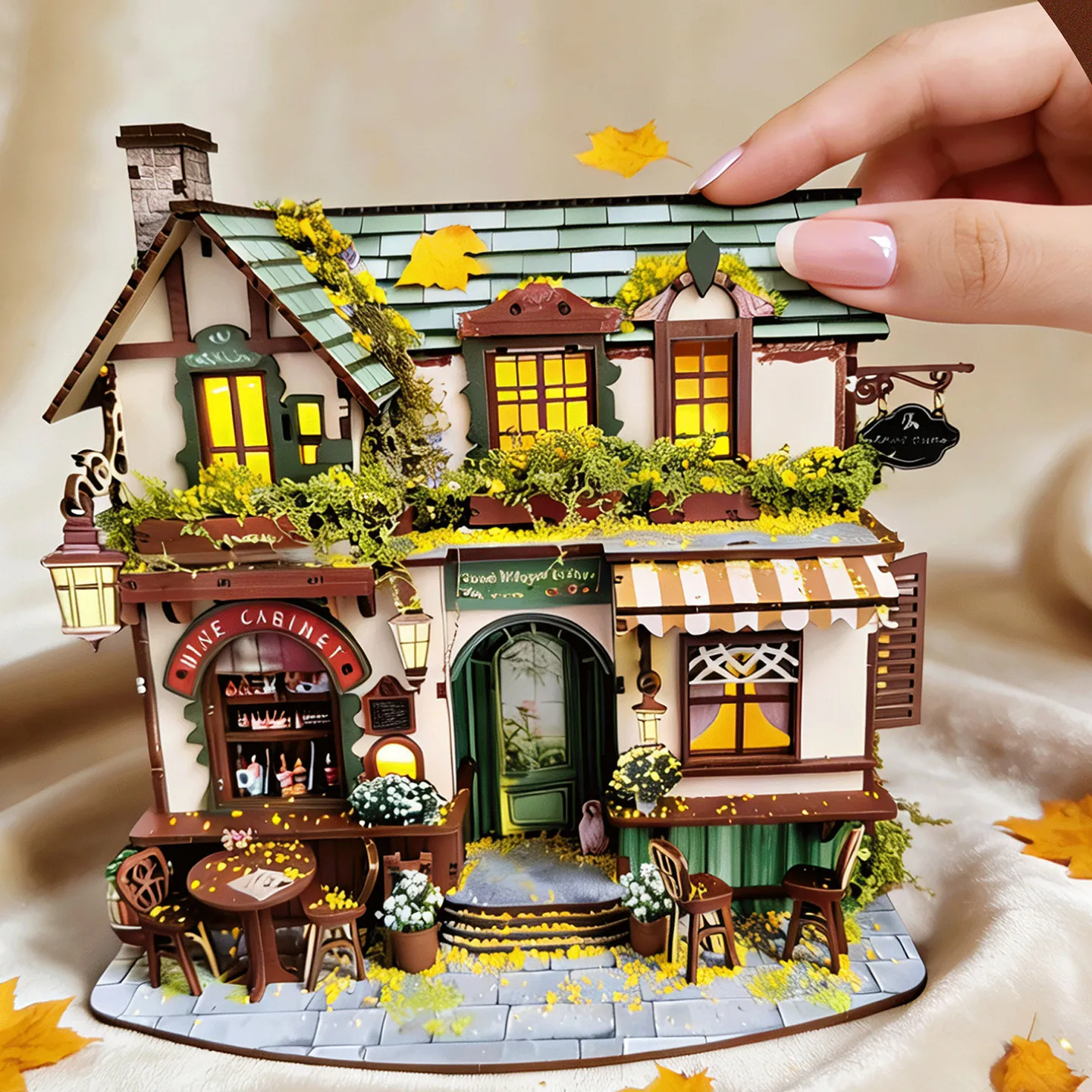 

DIY Wooden Miniature Model Kits Forest Cottage Casa 3D Puzzle Dollhouse With Furniture Light for Friends Birthday Gifts