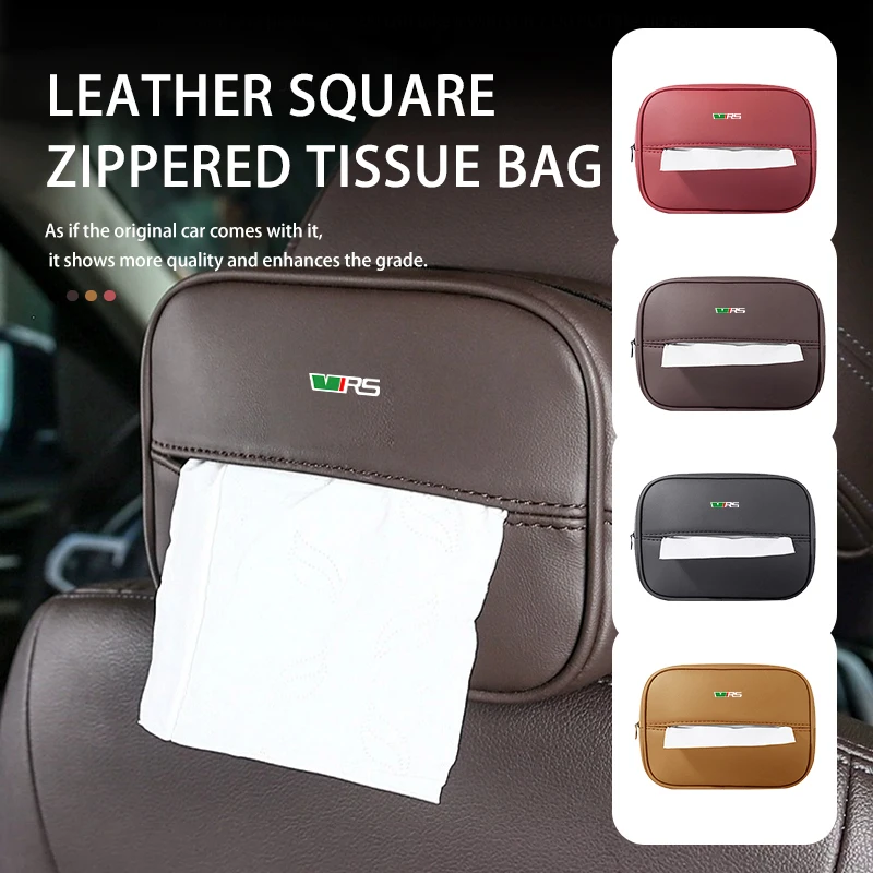 Leather Car Tissue Storage Bag Back Seat Headrest Paper Cover For Skoda Octavia 2 3 Rapid Kodiaq Karoq Fabia Kamiq Superb MK3