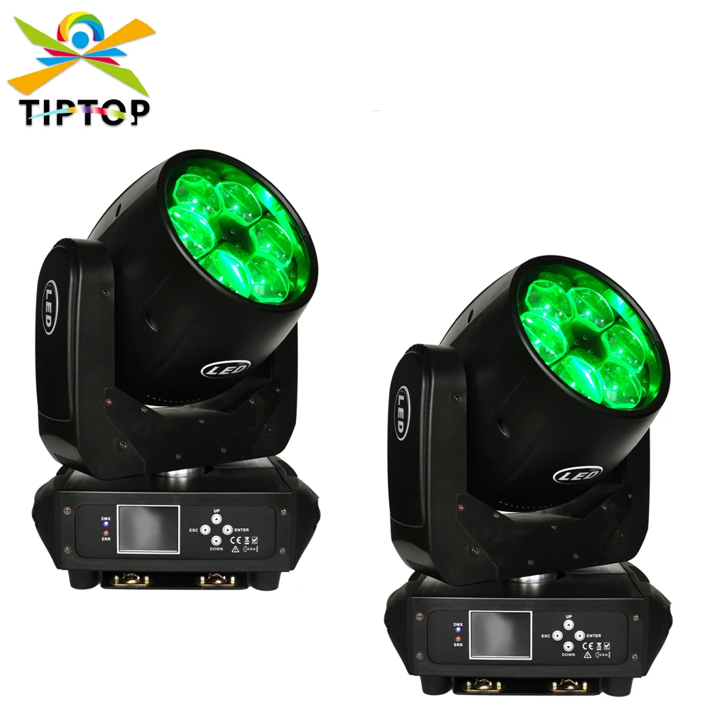 TIPTOP 2 Pack 6x40W Zoom RGBW 4IN1 LED Moving Head Beam Light Stage Lights DJ Light For Event Party Club Lens Endless Rotate