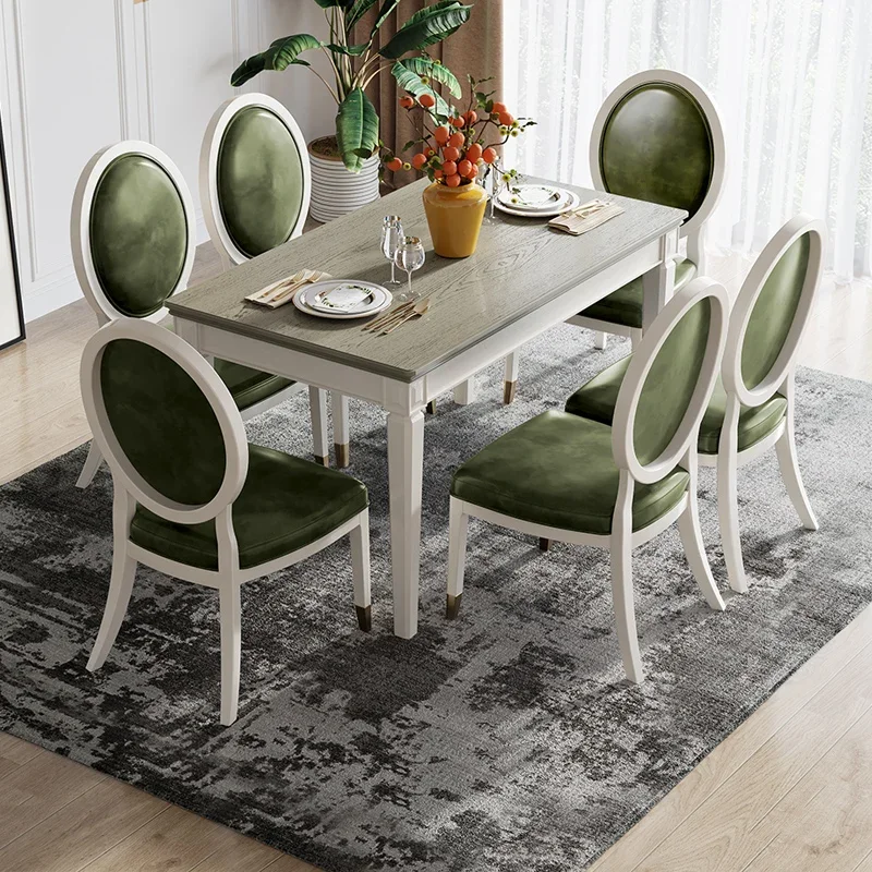 

XK American-Style Solid Wood Dining Tables and Chairs Set Rectangular Table Small Apartment Home Dining Table