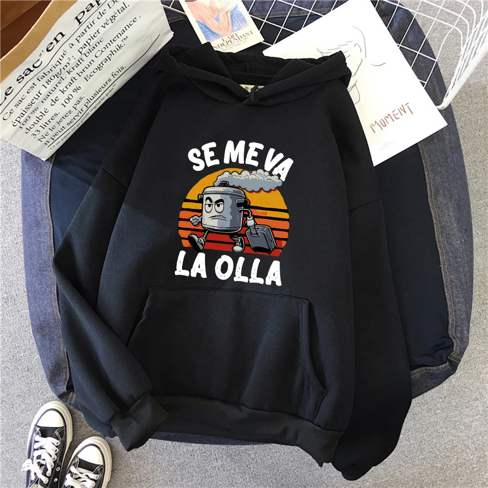 

se me va la olla Printed man Hoodies Breathable Loose Pocket Sweatshirts Autumn Winter Fleece Warm Pullovers men Woman Clothing