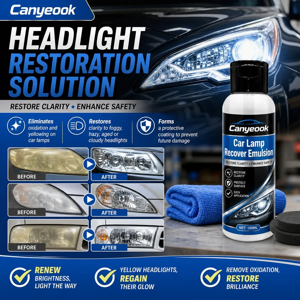 CANYEOOK Headlight Restoration Polish Lens Cleaner Removes Yellow Oxidation UV Protection 100g