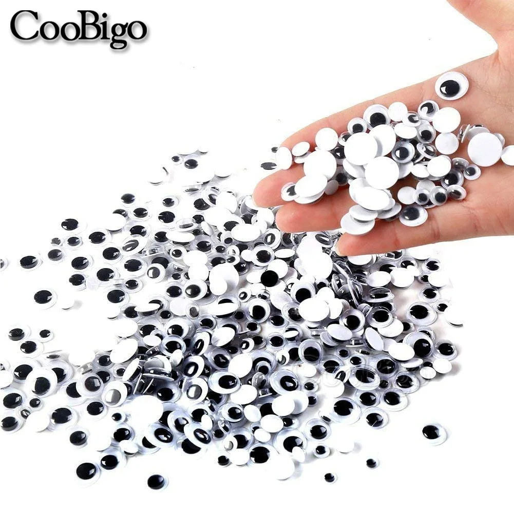 

Self-Adhesive Wiggly Googly Doll Eye Movable Simulation Cartoon Animal Eyeball DIY Kindergarten Children Craft Supplies 5-40mm