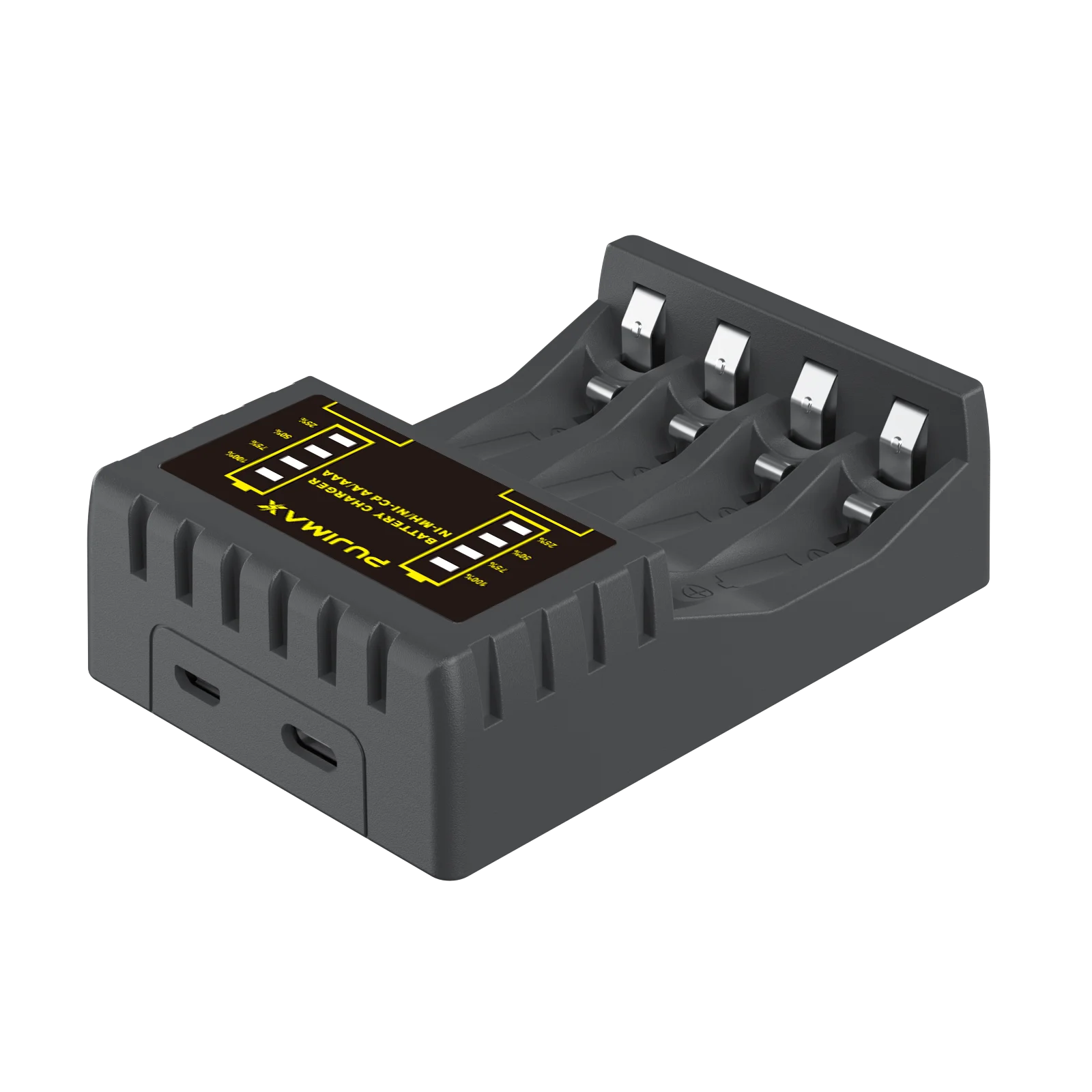 PUJIMAX 4 Slots Intelligent Ni-Mh Battery Charger for Rechargeable 1.2V AA Ni-MH Battery with USB Output Power and LED Display