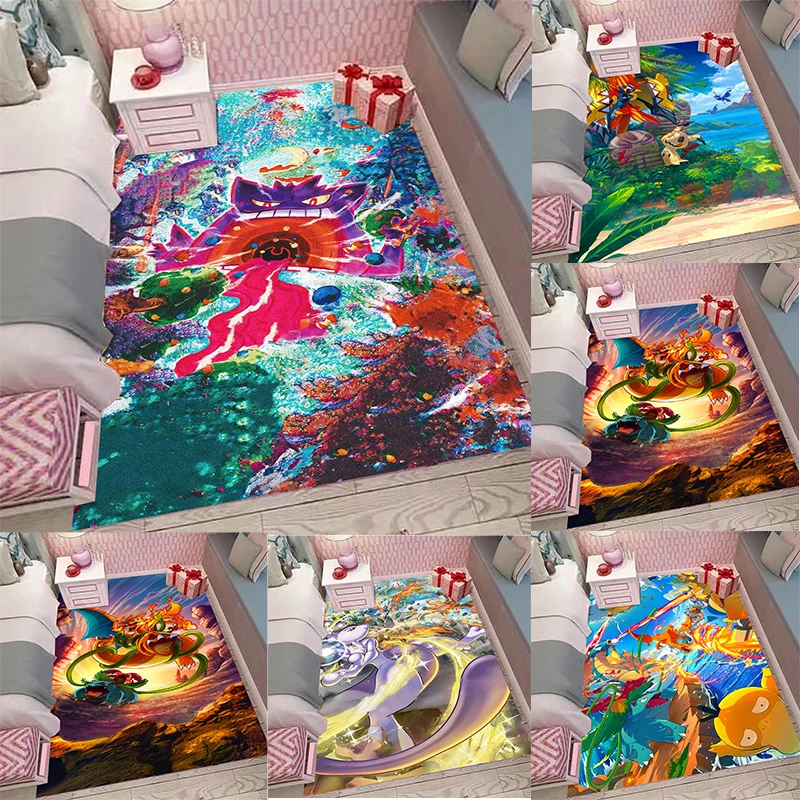 

MINISO Pokémon Themed XXL Rug Cute Pokémon Patterns with Charizard Venusaur Background Designs Soft Floor Mat for Bedroom