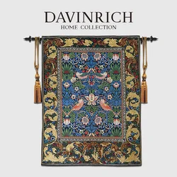 DAVINRICH Strawberry Thief Tapestry Tapestry Wall Hanging Vintage Home Decor Jacquard Weave Curtain For Bedroom Living Room Porch