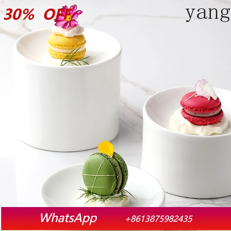 YJQ 2pcs French Western Molecular Cuisine Dim Sum Porcelain Cylindrical Plate Restaurant Creative Dish Dessert Plate