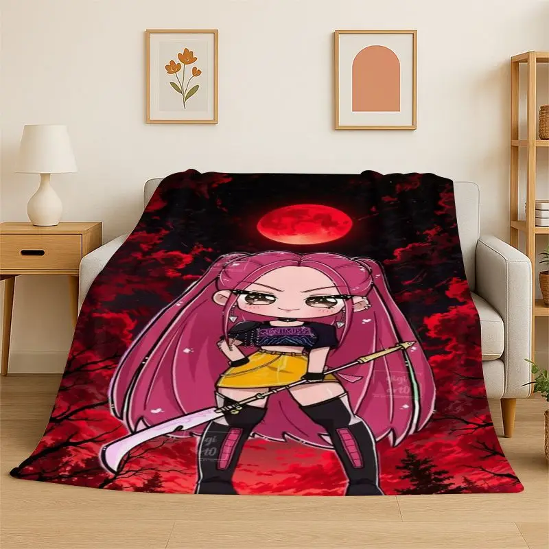 New KPop D-Demon H-Hunters Cartoon Flannel Throw Blanket,Warm Cozy Blanket for Bed,Sofa,Couch,Bedroom,Living Room,Office,Camping