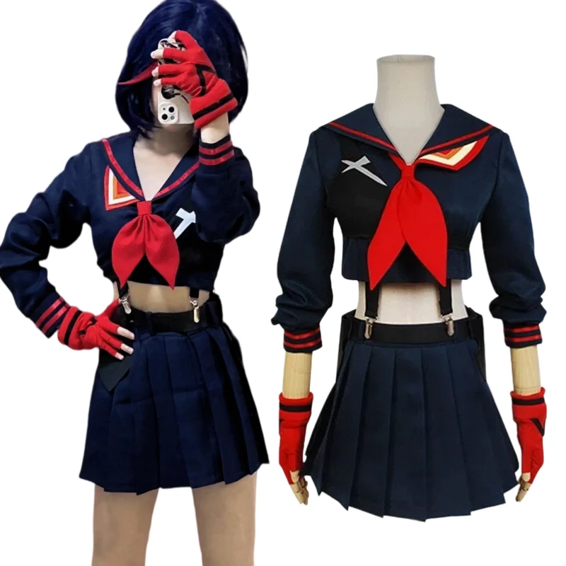 

Anime Matoi Ryuuko Cosplay Costume School Uniform JK Top Skirt Dress Full Set Role Play Outfit for Women Theme Party