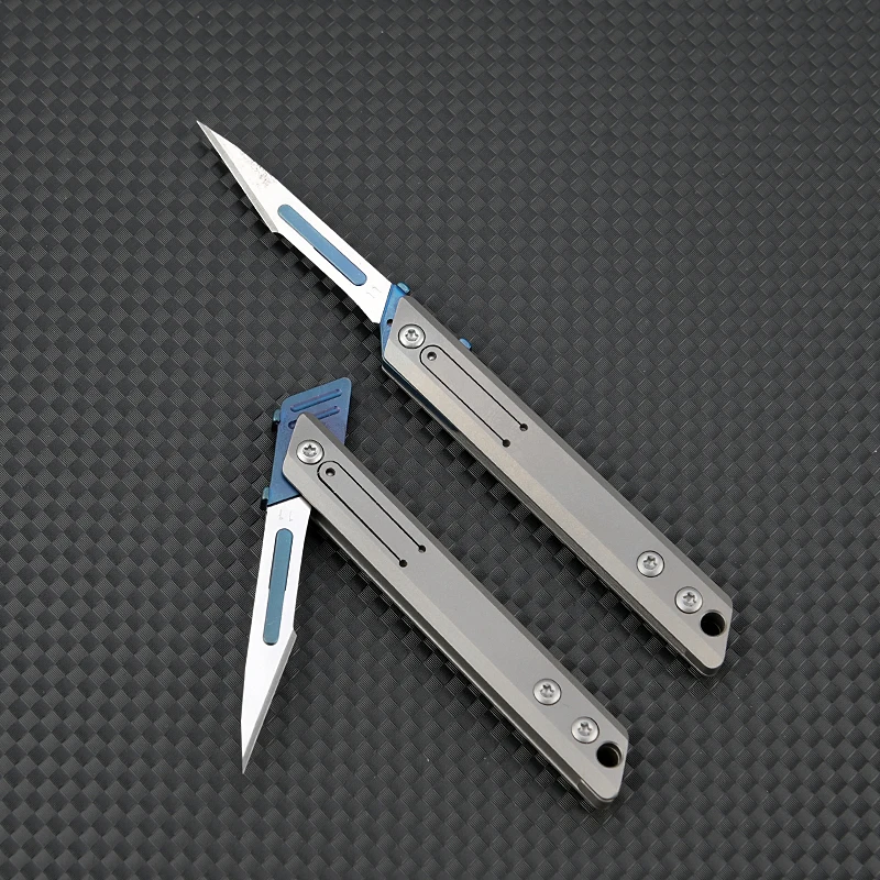 Titanium Alloy Folding Surgical Knife EDC Outdoor Unboxing Portable Medical Pocket Knife with 10 Replaceable Blades