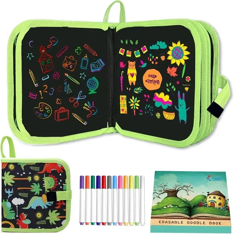 Erasable Kids Graffiti Book Toddler Toy Reusable Painting Mat With 6 Colors 10 Colors 12 Colors Watercolor Pen Preschool Toy Tra