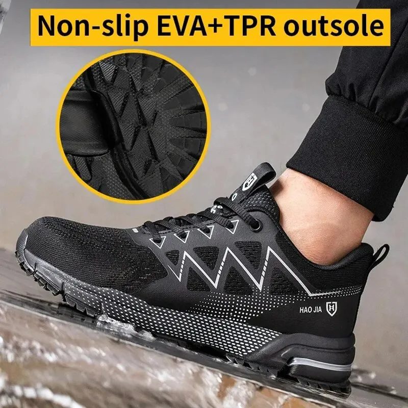 Safety Shoes Men Women Anti-Smashing Steel Toe Cap Indestructible Light Breathable Sneaker Work Shoes Safety Boots