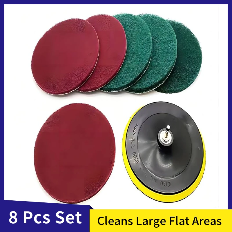 7 Inch Drill Powered Brush Tile Scrubber Scouring Pads Cleaning Kit,  Disc Pad Holder Scrubbing Pads for Bathroom, Floor Clean