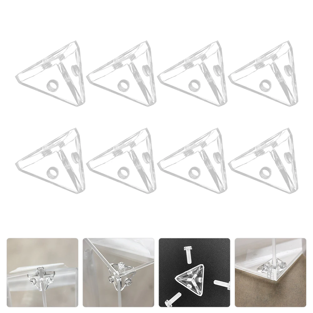 8 Sets Acrylic Display Case Connectors Corner Brackets Triangle Corner Braces Acrylic Corner Brackets For Repairing Furniture