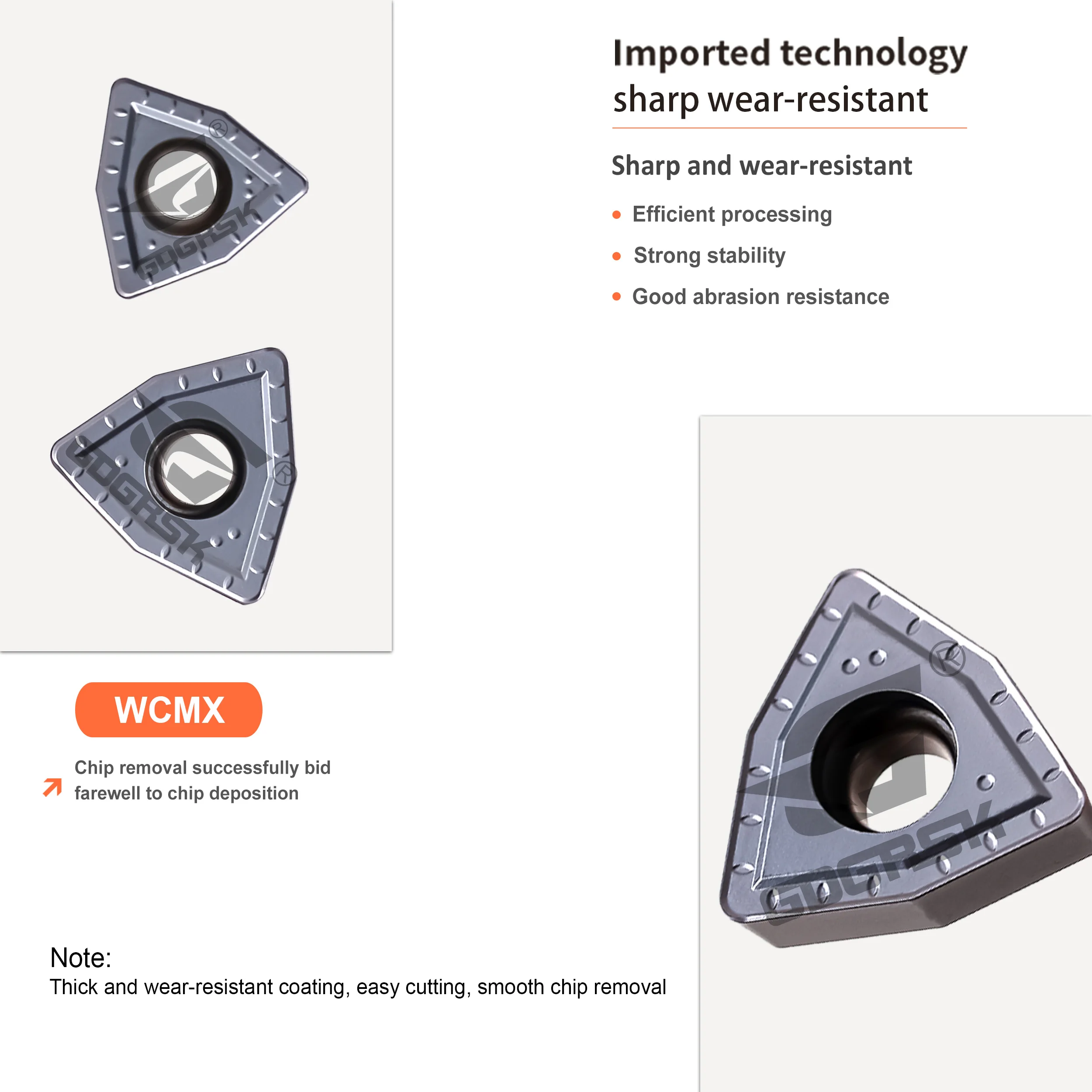 DESKAR WCMX030208/040208 WCMT050308/06T308/080412-MF LF6018S إدراجات مخرطة CNC المستخدمة لمعالجة أدوات الخراطة المصنوعة من الفولاذ المقاوم للصدأ #3