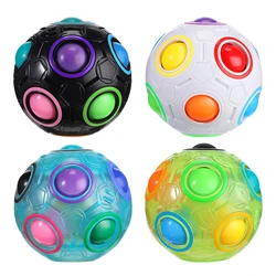 Rompecabezas de bolas de arcoíris, cubo mágico de fútbol, juguete Fidget luminoso 3D, juego educativo antiestrés para niños y adultos